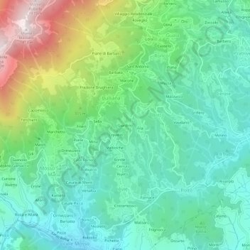 Topografische Karte Giardino, Höhe, Relief