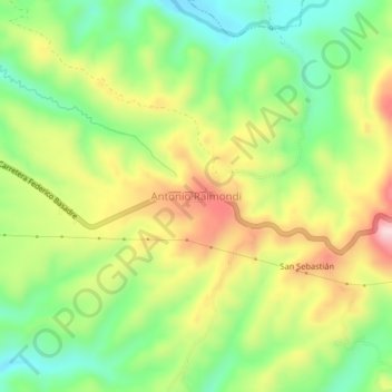 Topografische Karte Antonio Raimondi, Höhe, Relief