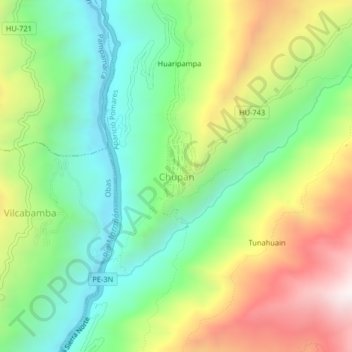 Topografische Karte Chupan, Höhe, Relief