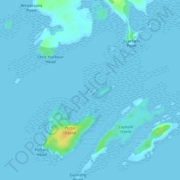 Topografische Karte Step Island, Höhe, Relief
