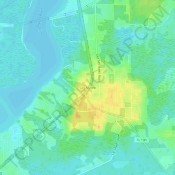 Topografische Karte San Mateo, Höhe, Relief