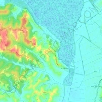 Topografische Karte Massarella, Höhe, Relief