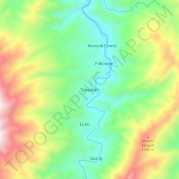 Topografische Karte Tanudan, Höhe, Relief