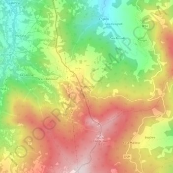 Topografische Karte Praticchia, Höhe, Relief