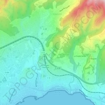 Topografische Karte Vallon de Juane, Höhe, Relief