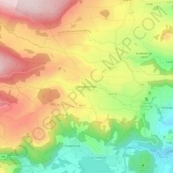 Topografische Karte Beaune-le-Froid, Höhe, Relief