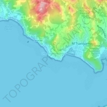 Topografische Karte Chembenyoumba, Höhe, Relief