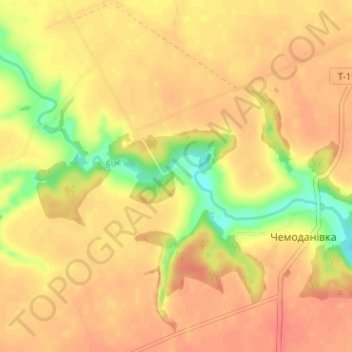 Topografische Karte Mazne, Höhe, Relief