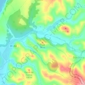 Topografische Karte Foia, Höhe, Relief
