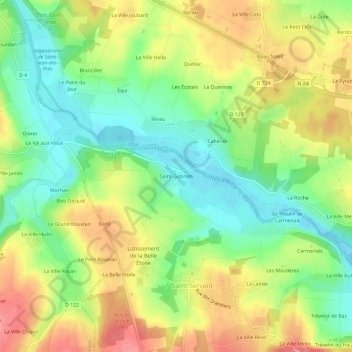 Topografische Karte Saint-Gobrien, Höhe, Relief