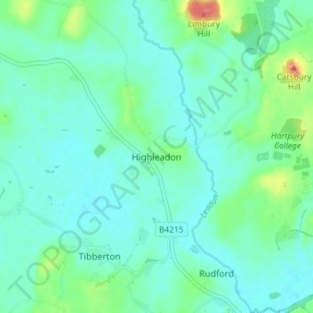 Topografische Karte Highleadon, Höhe, Relief
