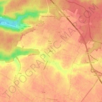 Topografische Karte Meun, Höhe, Relief