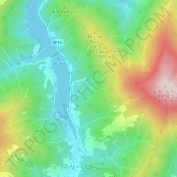 Topografische Karte Giacchini, Höhe, Relief