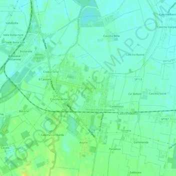 Topografische Karte Bressana, Höhe, Relief