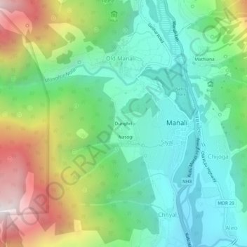 Topografische Karte Dunghri, Höhe, Relief