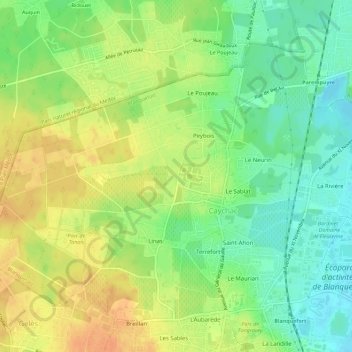 Topografische Karte Queyron, Höhe, Relief