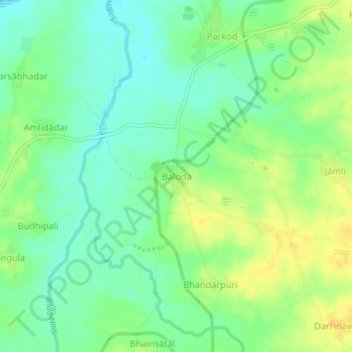 Topografische Karte Baloda, Höhe, Relief