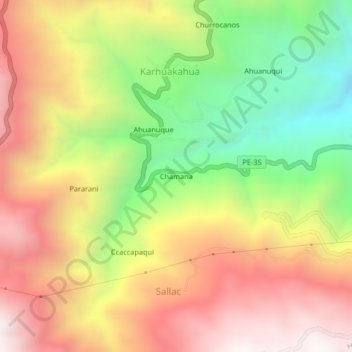 Topografische Karte Chamana, Höhe, Relief