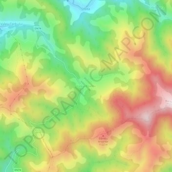 Topografische Karte Valea Poienii, Höhe, Relief