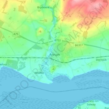 Topografische Karte Annan, Höhe, Relief