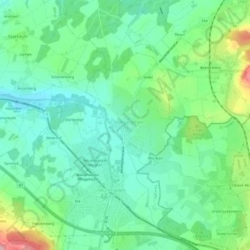Topografische Karte St. Margarethen TG, Höhe, Relief