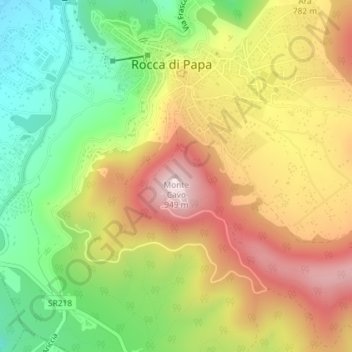 Topografische Karte Monte Cavo, Höhe, Relief