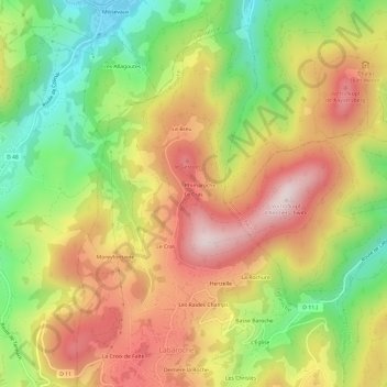 Topografische Karte Le Cras, Höhe, Relief