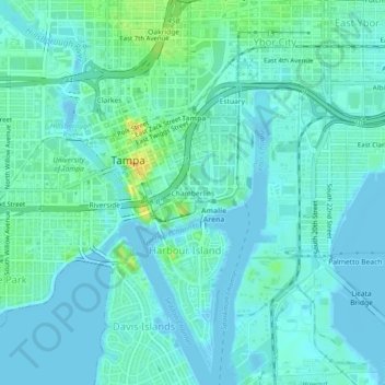 Topografische Karte Chamberlins, Höhe, Relief