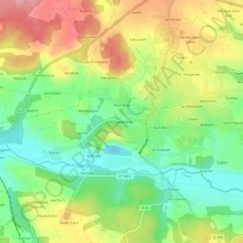 Topografische Karte La Madeleine, Höhe, Relief