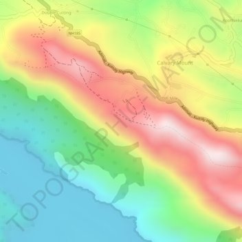 Topografische Karte Idduki Resorvoir View, Höhe, Relief
