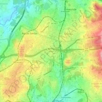 Topografische Karte Granja, Höhe, Relief