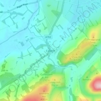 Topografische Karte Coulter, Höhe, Relief