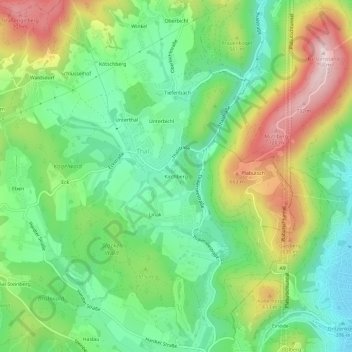 Topografische Karte Kirchberg, Höhe, Relief