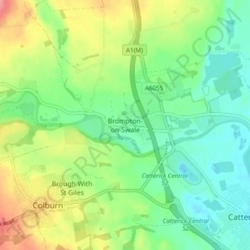 Topografische Karte Brompton-on-Swale, Höhe, Relief