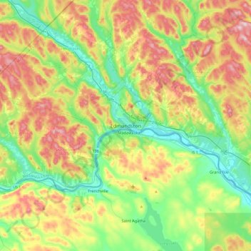 Topografische Karte Edmundston, Höhe, Relief