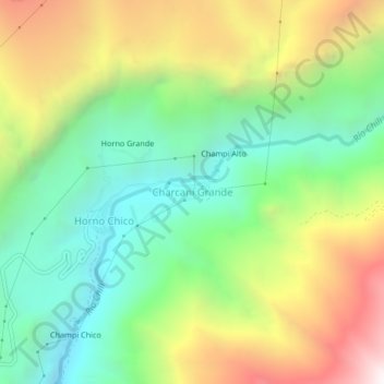 Topografische Karte Charcani Grande, Höhe, Relief