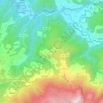 Topografische Karte Saril, Höhe, Relief