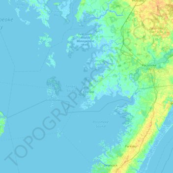 Topografische Karte Janes Island, Höhe, Relief
