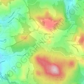 Topografische Karte Champclos, Höhe, Relief