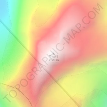 Topografische Karte Trisul I, Höhe, Relief