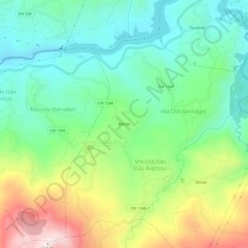 Topografische Karte Barral, Höhe, Relief