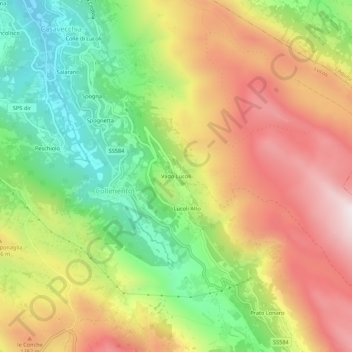 Topografische Karte Vado Lucoli, Höhe, Relief