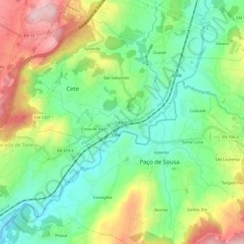Topografische Karte Estação, Höhe, Relief