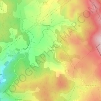 Topografische Karte Le Charzel, Höhe, Relief