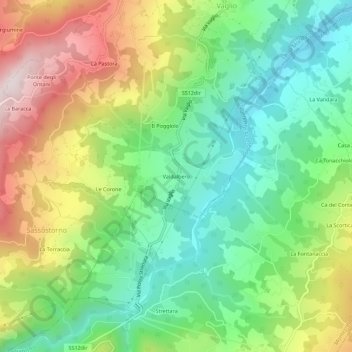 Topografische Karte Valdalbero, Höhe, Relief