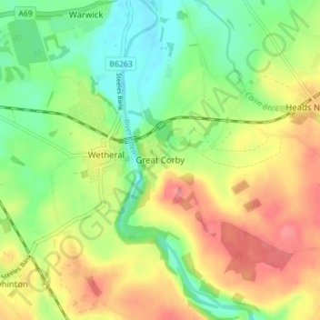 Topografische Karte Great Corby, Höhe, Relief