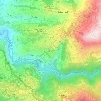 Topografische Karte Daychouniyeh, Höhe, Relief