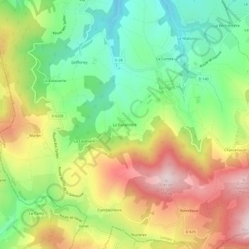 Topografische Karte La Durantière, Höhe, Relief