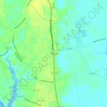 Topografische Karte Ordinary, Höhe, Relief