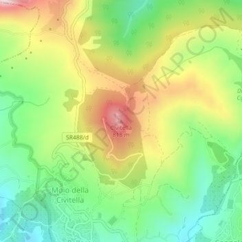 Topografische Karte Civitella, Höhe, Relief